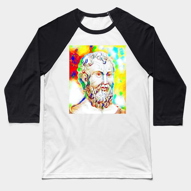 Zeno of Citium Colourful Portrait | Zeno of Citium Artwork 10 Baseball T-Shirt by JustLit